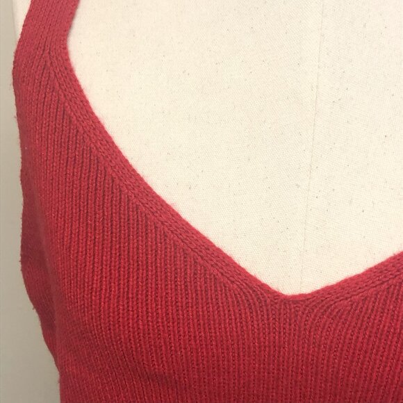 Red Sweater Tank Top Ribbed Knit - Picture 7 of 11